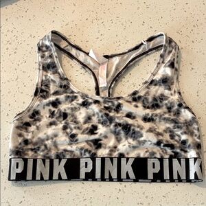 PINK Victoria's Secret Black and White Tie-Dye Sports Bra